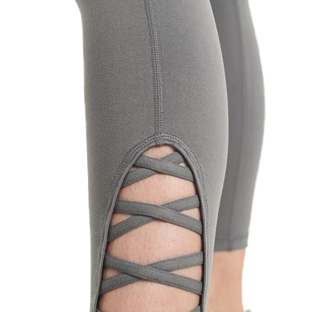 Yoga Pants with Mesh Crisscross Cutouts